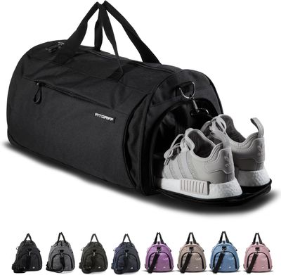 НЕВЕРНОЕ ОПИСАНИЕ! Fitgriff Sportowa torba na siłownię dla mężczyzn i kobiet - z przegrodą na buty i kieszenią na mokre ubrania - torba fitness Pełna Czerń 58 x 31 x 31 cm (Medium)