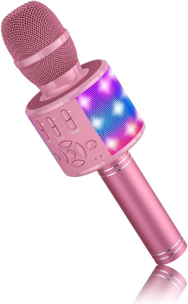 BONAOK Mikrofon Karaoke Bluetooth, 4 w 1 Bezprzewodowe Mikrofony Karaoke