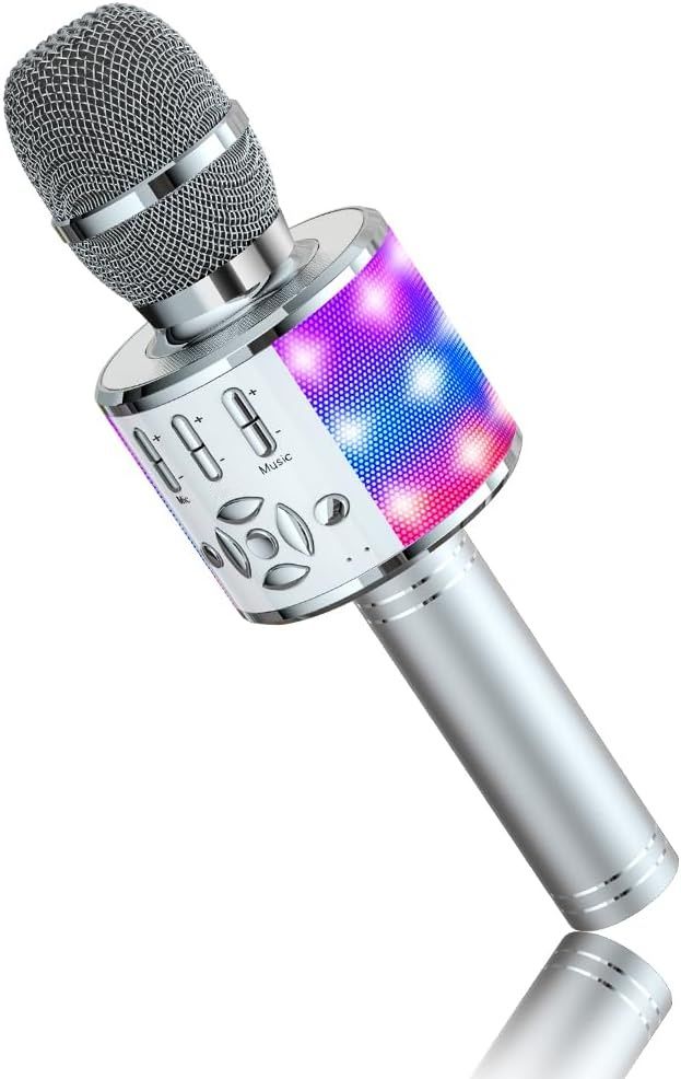 BONAOK Mikrofon Karaoke Bluetooth, 4 w 1, Kompatybilne z iOS, Android