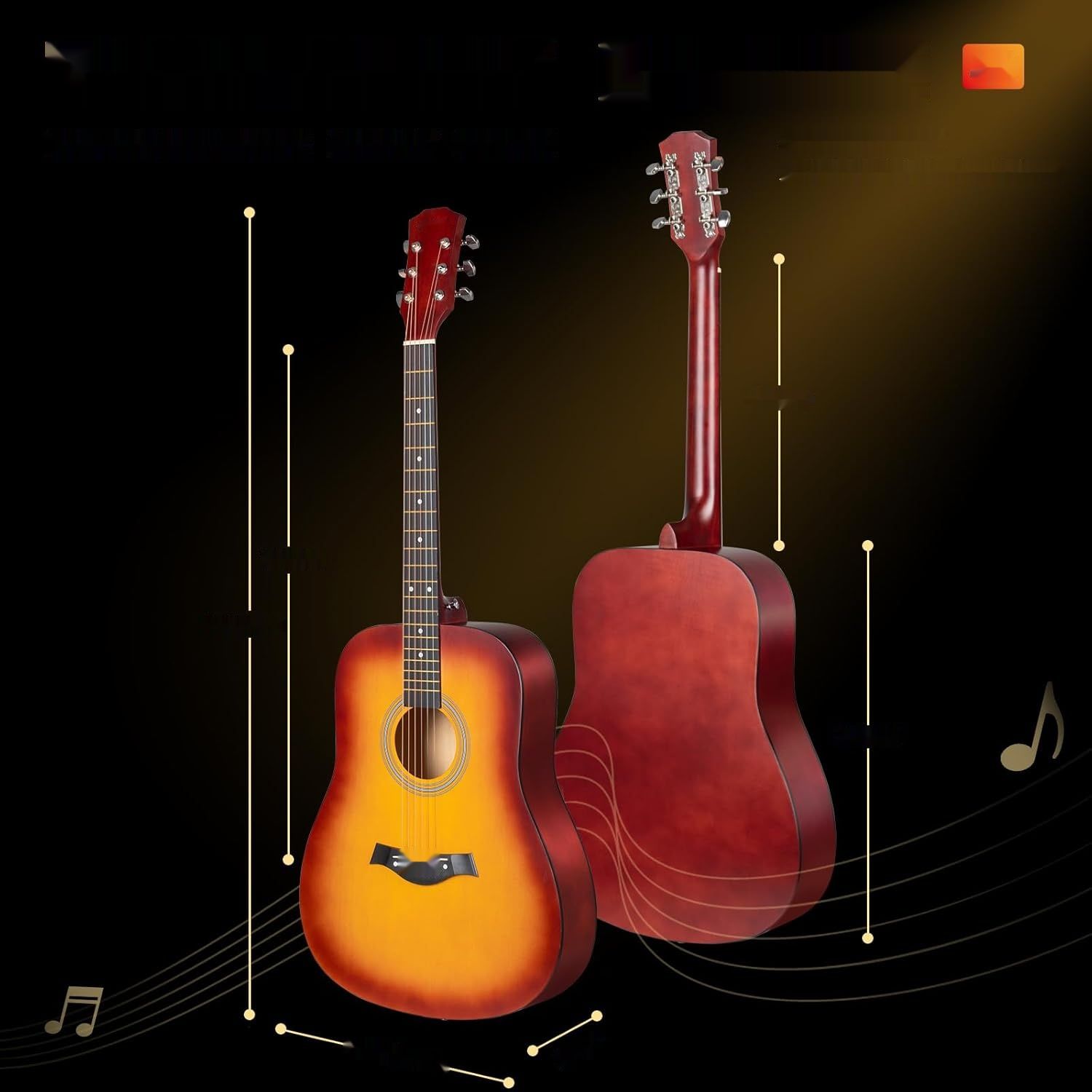 CAHAYA 41-calowa gitara akustyczna CY0355: zestaw z akcesoriami.