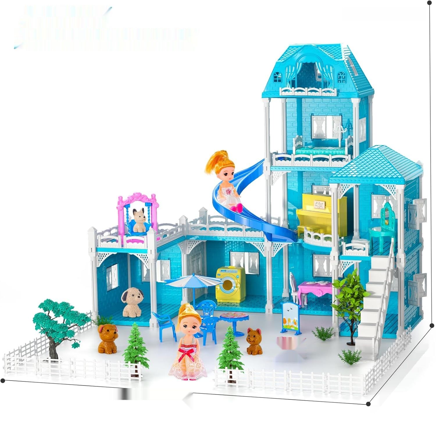 Domek Doloowee dla lalek, 3 poziomy, domek DIY z akcesoriami i lalkami