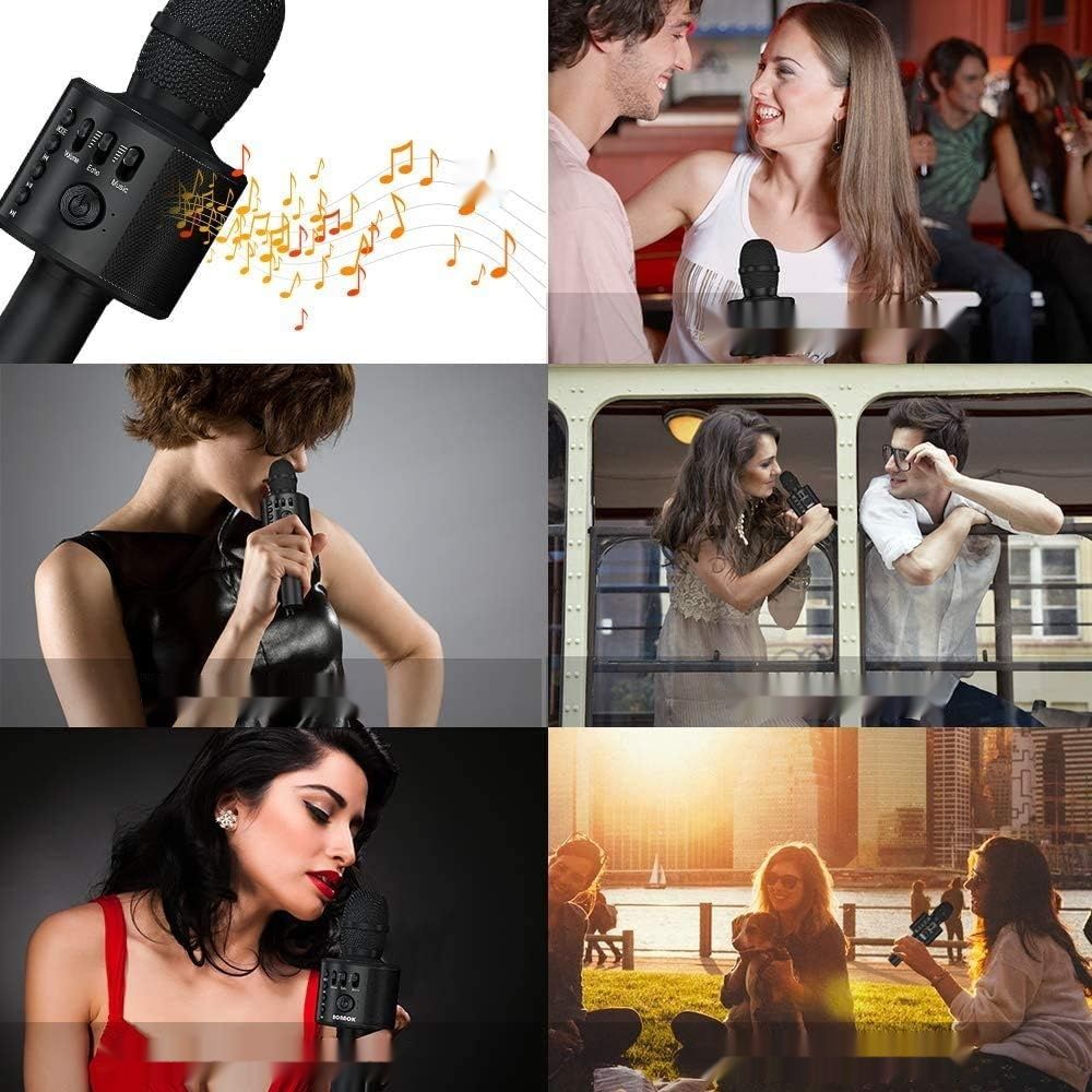 BONAOK Bluetooth Karaoke Mikrofon 3 w 1 dla iPhone/Android/PC (Czarny)