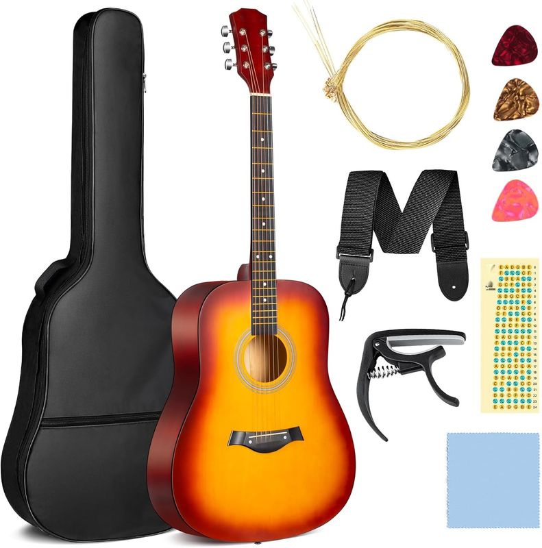 CAHAYA 41-calowa gitara akustyczna CY0355: zestaw z akcesoriami.