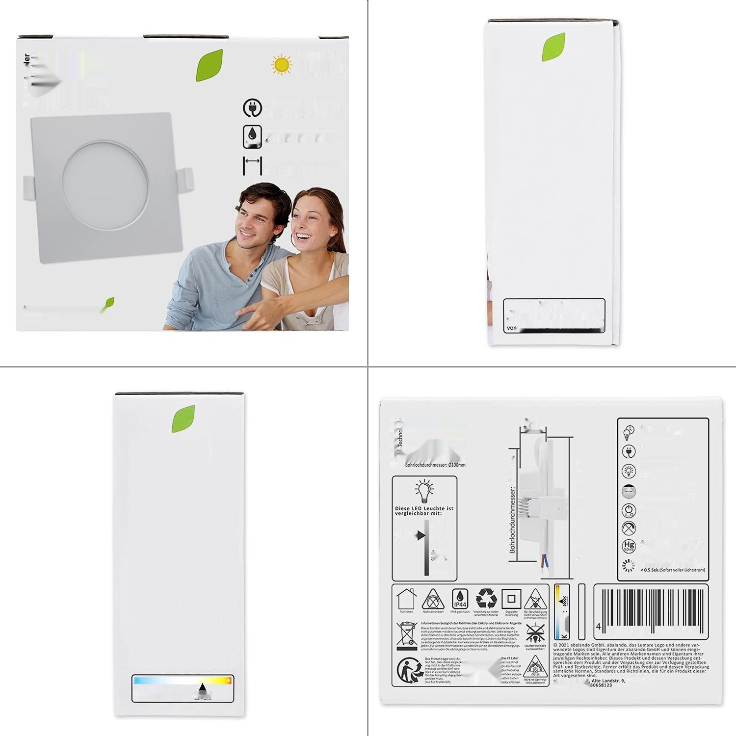 Lumare 9x Wpuszczane Reflektory LED 6 W IP44 Bardzo Płaskie