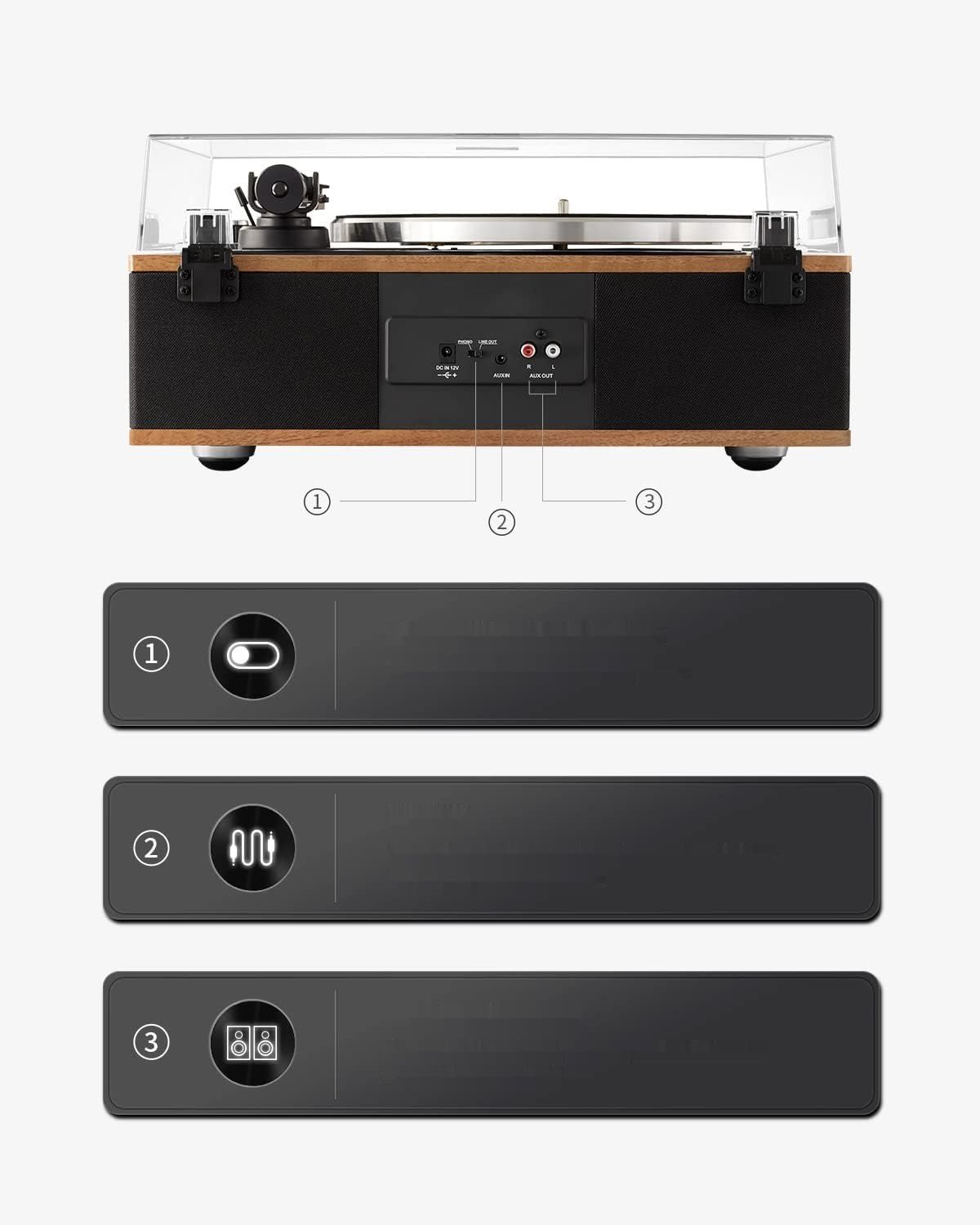 ANGELS HORN Gramofon Bluetooth HiFi, model AT-3600L, 33/45 RPM