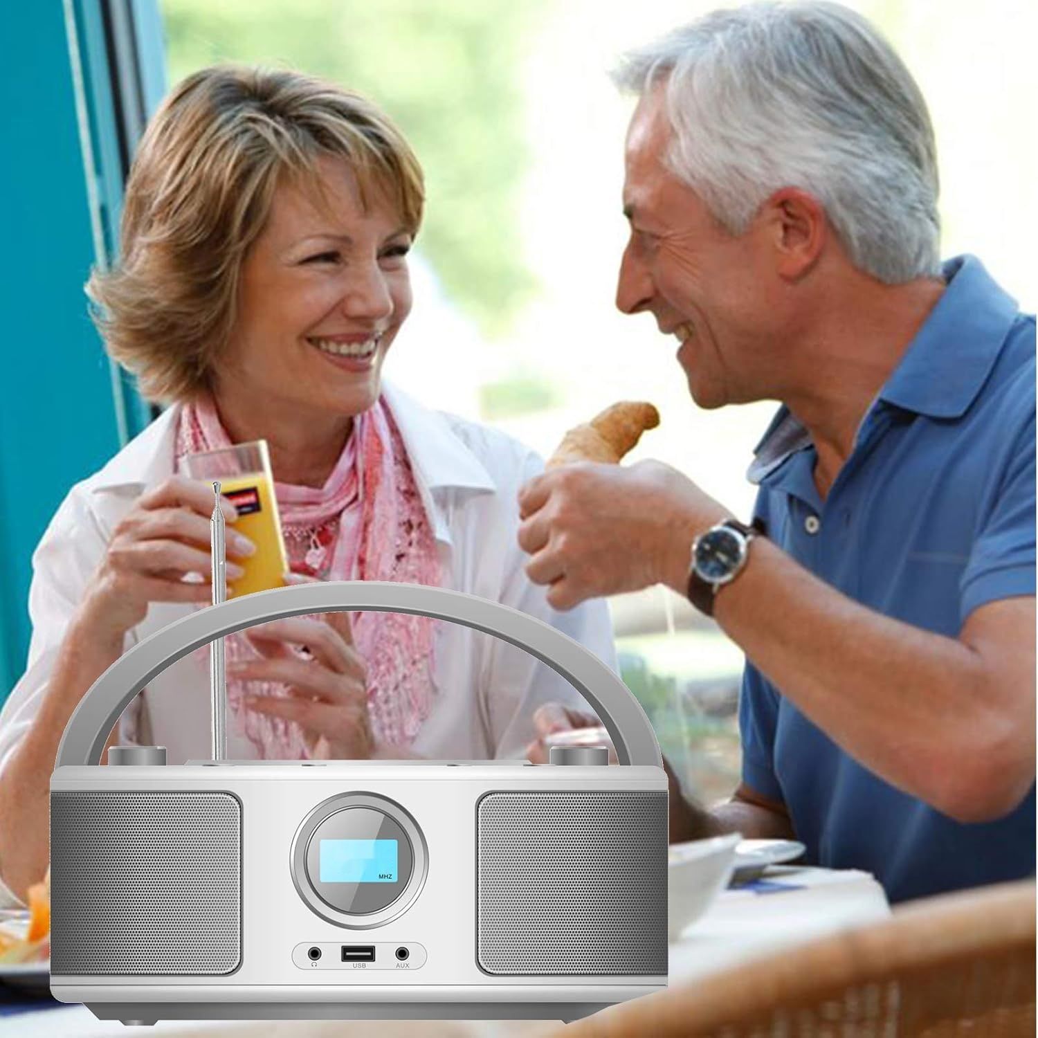 Przenośny Odtwarzacz CD Boombox WTB-791, CD-MP3, USB, Radio FM, AUX Fioletowy