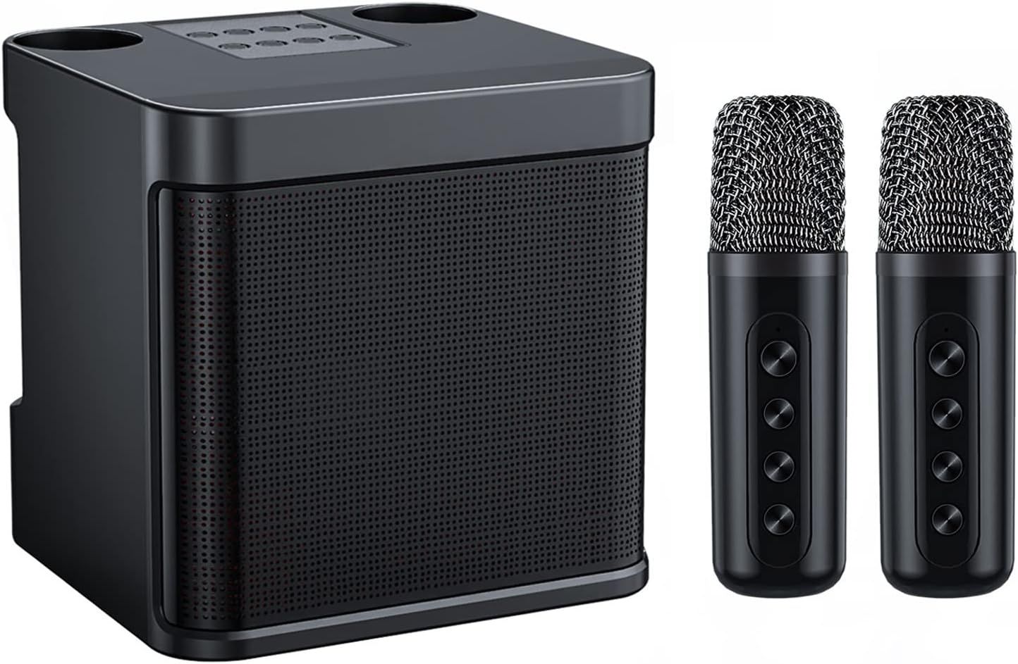 Maszyna Karaoke Bluetooth z 2 Mikrofonami, USB/Karta TF/AUX (Czarny)
