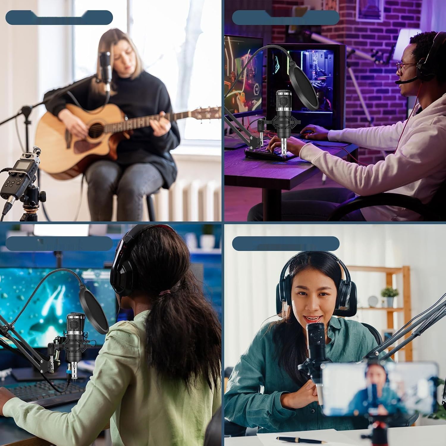 Pakiety Mikrofonów Podcastowych ALPOWL BM800 dla Graczy, DJ, Transmisje