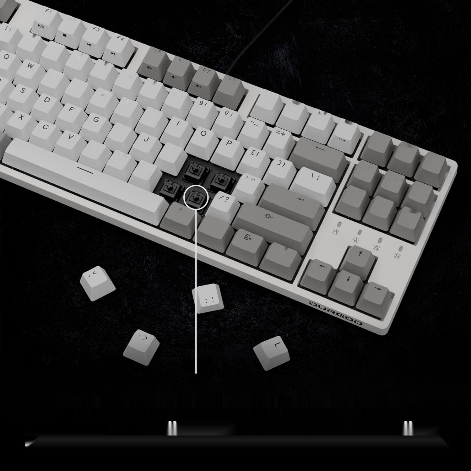 DURGOD Taurus K320 TKL – 88 klawiszy, PBT, USB-C, QWERTZ, Cherry Mx Black