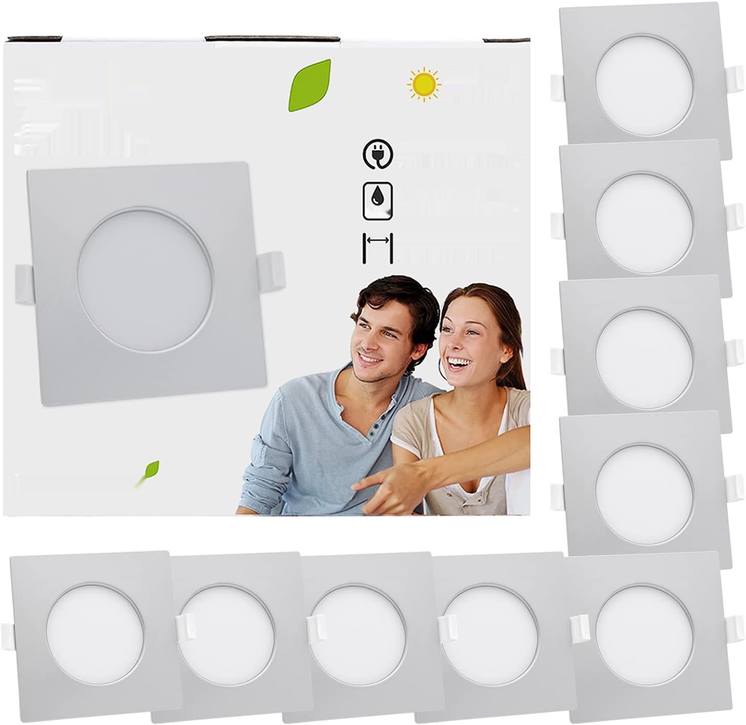 Lumare 9x Wpuszczane Reflektory LED 6 W IP44 Bardzo Płaskie