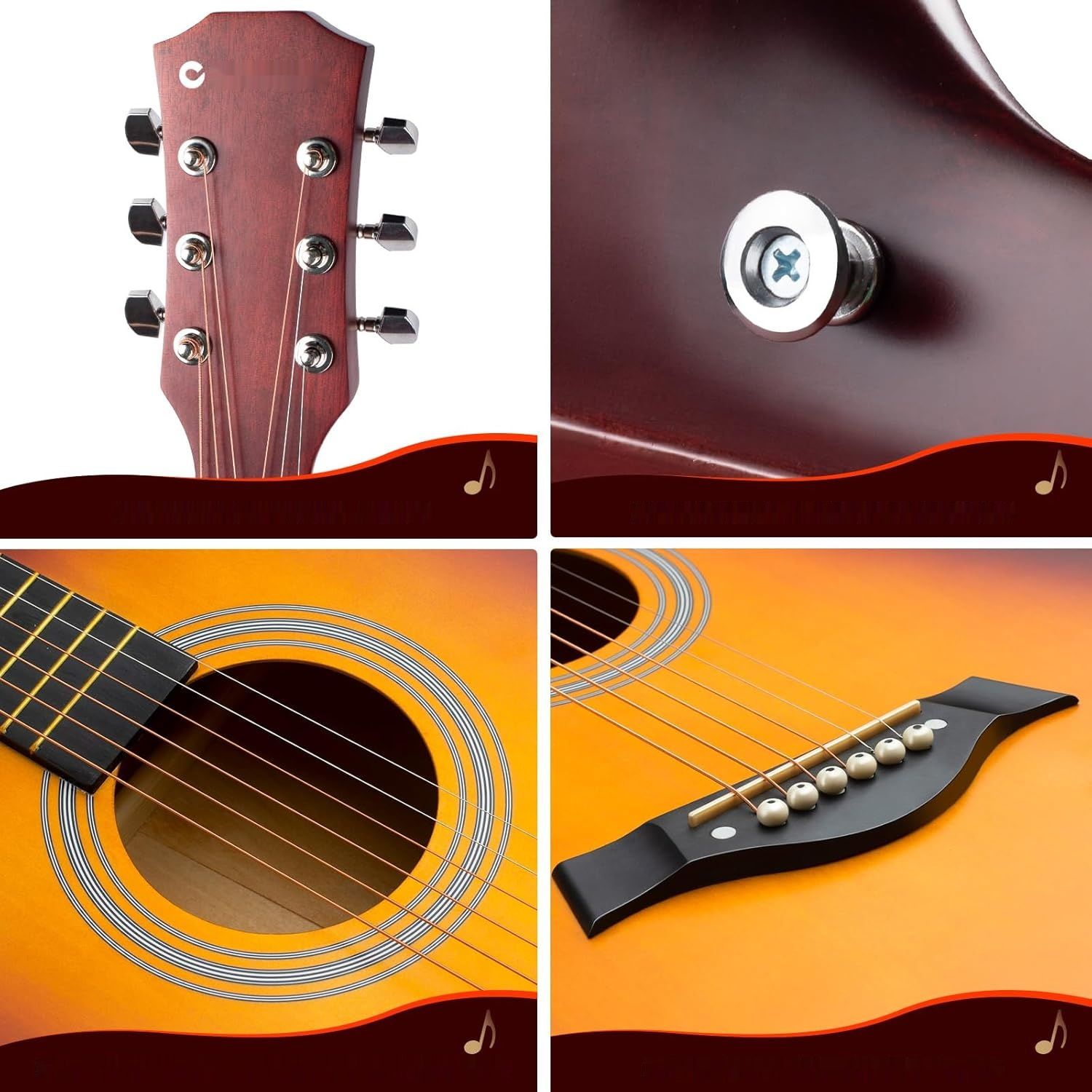 CAHAYA 41-calowa gitara akustyczna CY0355: zestaw z akcesoriami.