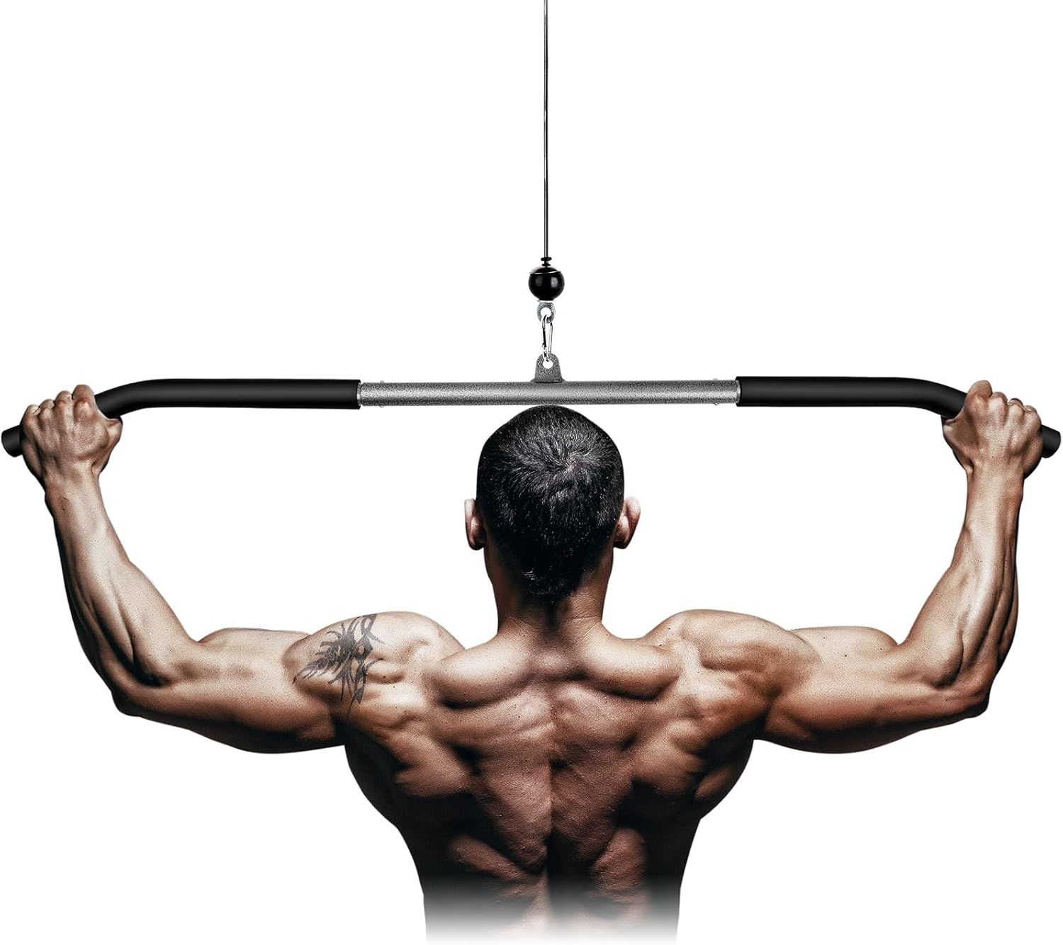 Lyndwin Lat Pull Bar Kabelowy Uchwyt na Biceps Triceps Czarna Stalowa