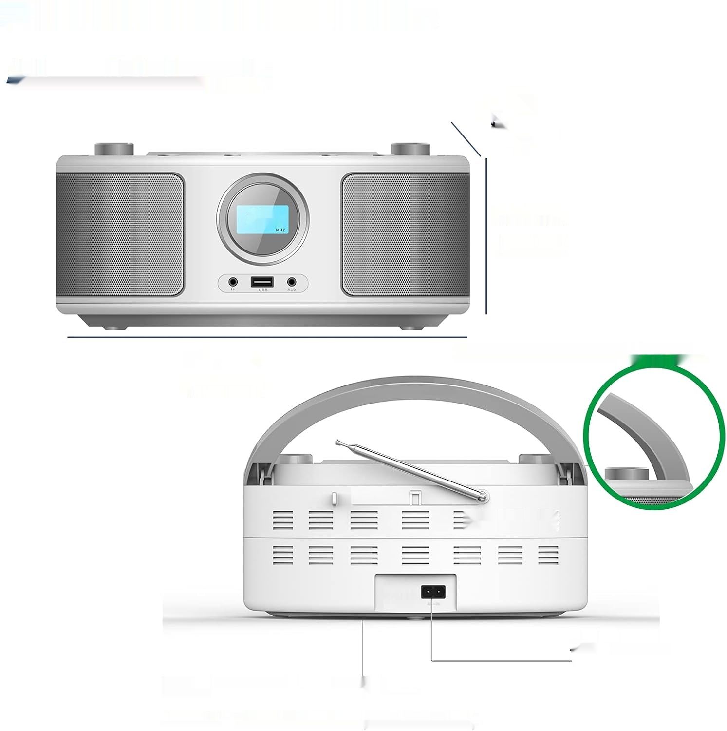 Przenośny Odtwarzacz CD Boombox WTB-791, CD-MP3, USB, Radio FM, AUX Fioletowy
