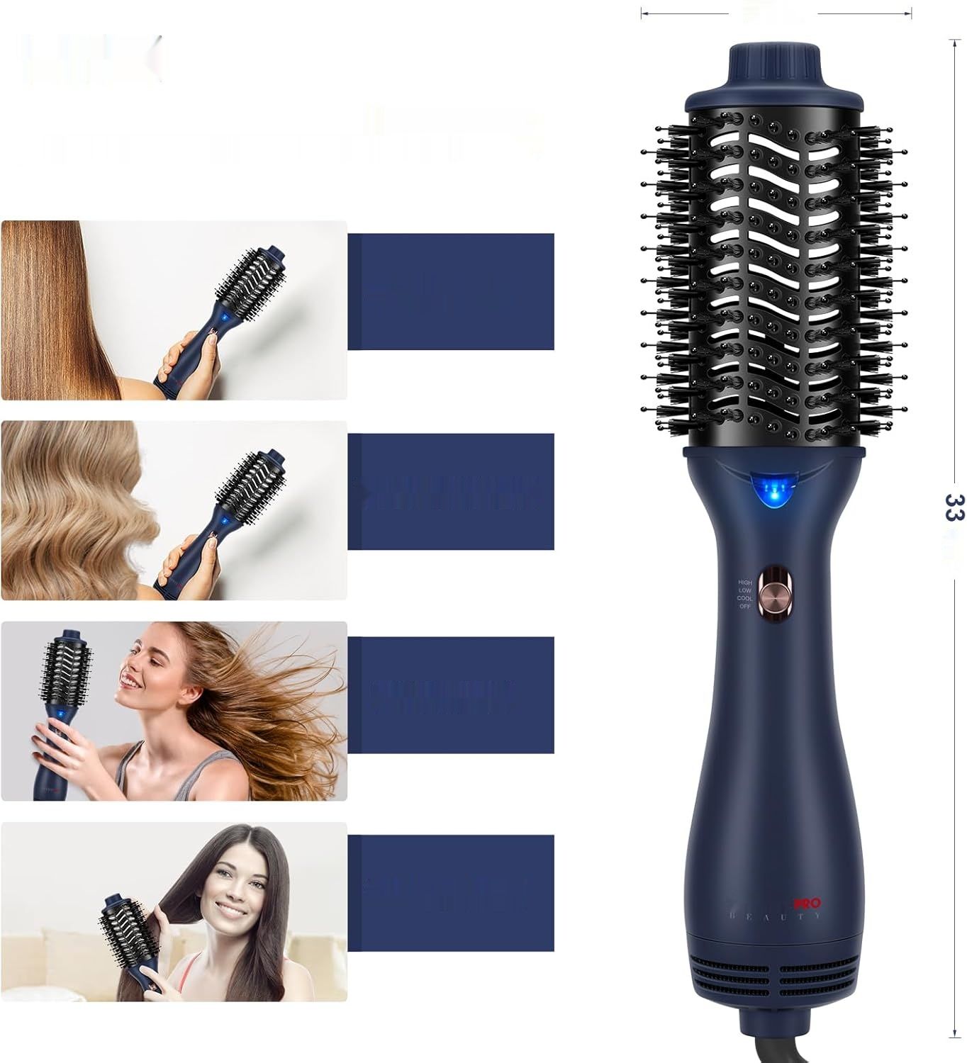 PARWIN PRO BEAUTY Suszarko-Lokówka 4-w-1, 1000W (Pruski Niebieski)