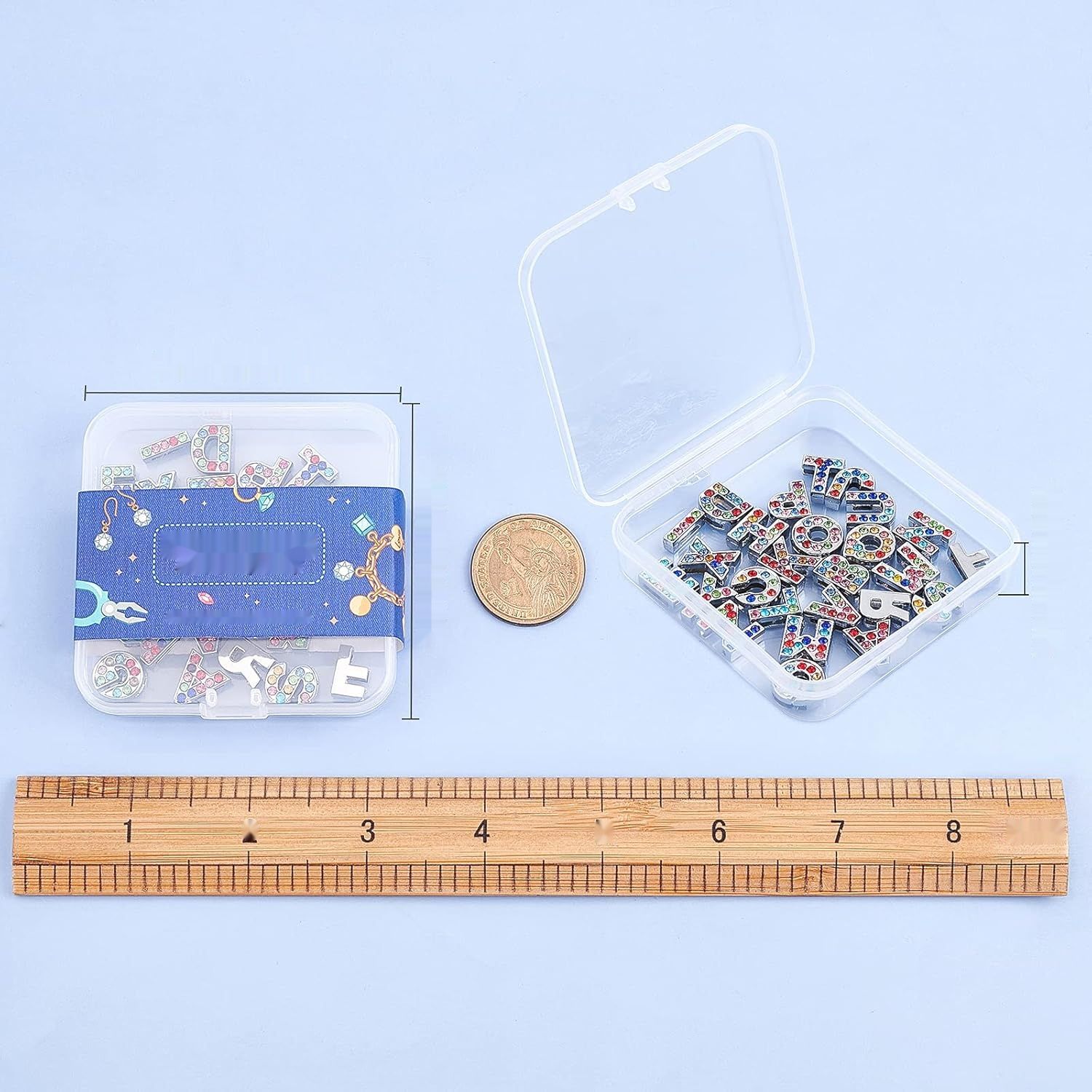 SUNNYCLUE Koraliki z literami, 12x11.5x4.5mm, Stop + kryształ górski