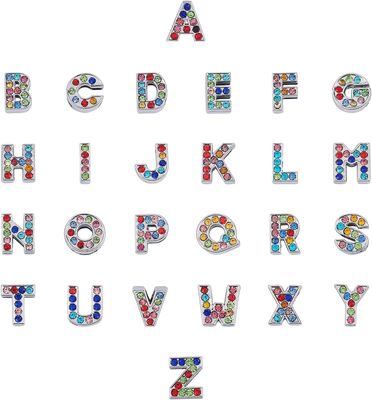 SUNNYCLUE Koraliki z literami, 12x11.5x4.5mm, Stop + kryształ górski