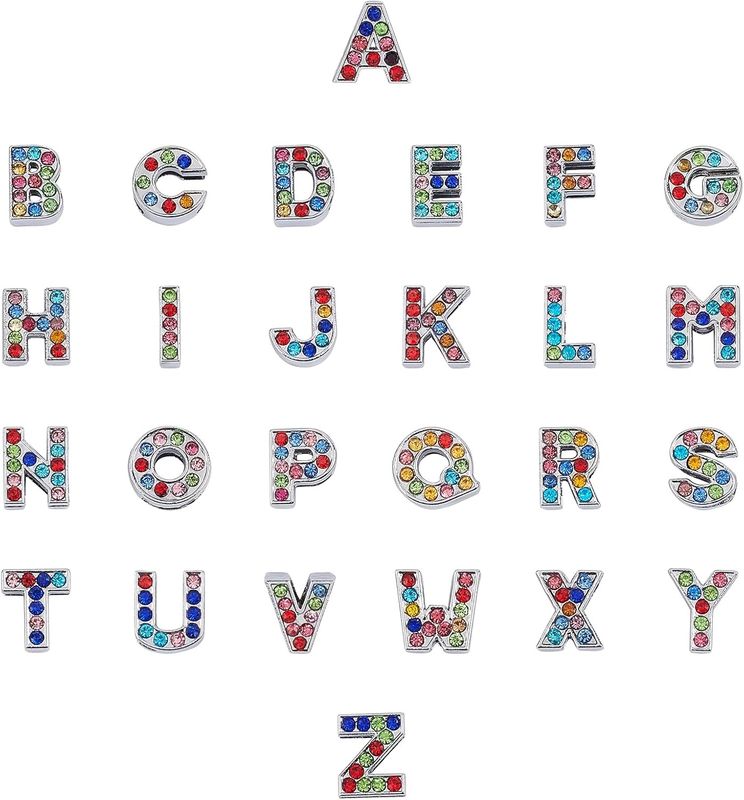 SUNNYCLUE Koraliki z literami, 12x11.5x4.5mm, Stop + kryształ górski