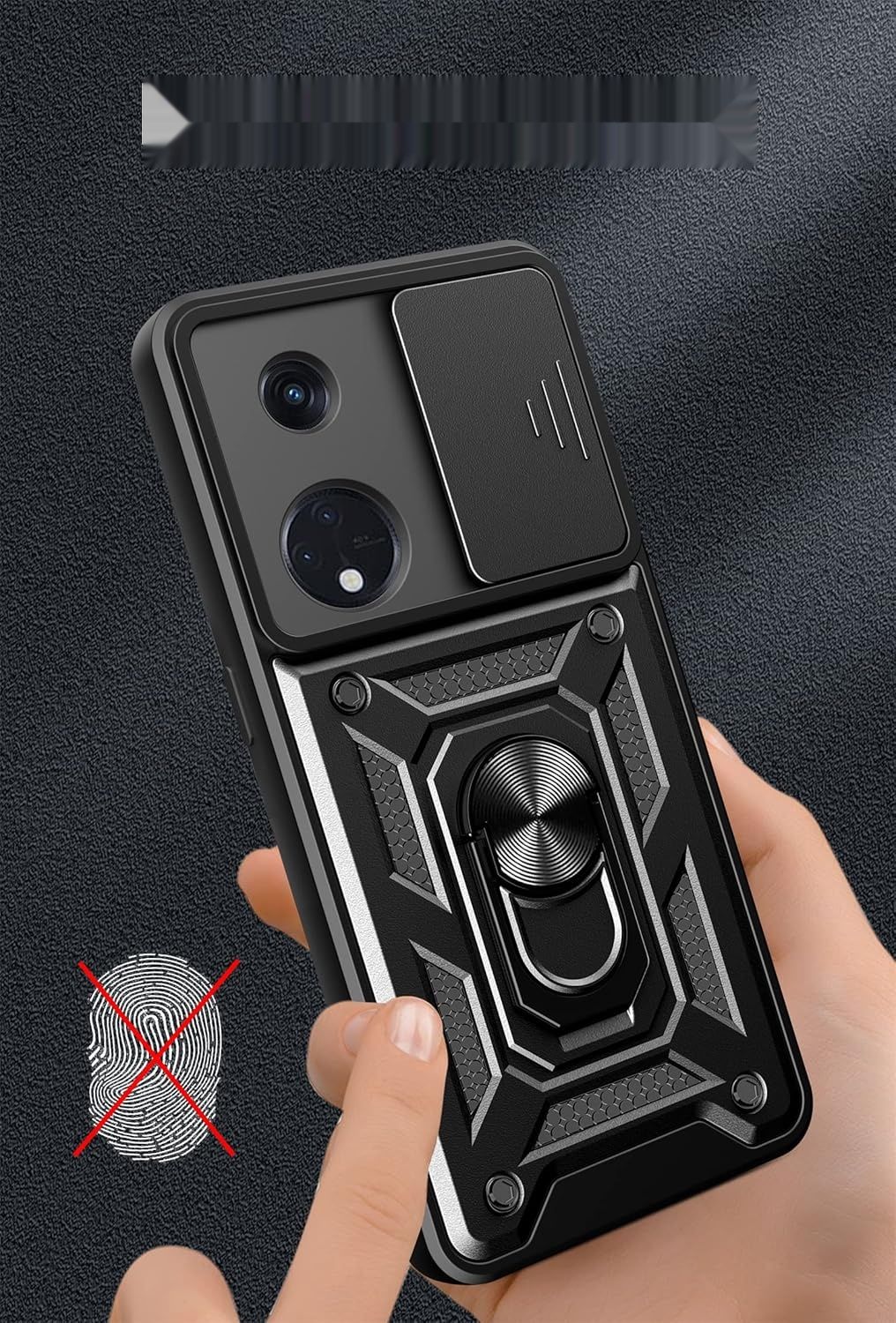 Ysnzaq Etui do Oppo Reno 8T 5G, SLJ Czarny, poliwęglan, stojak.