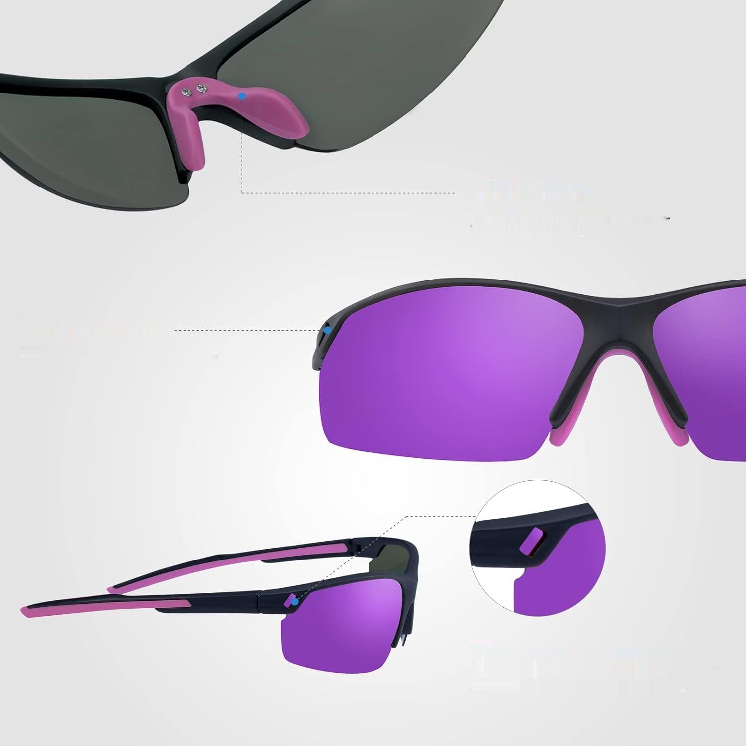 OKH okulary rowerowe, UV400, nietłukąca oprawka TR90, sportowe.