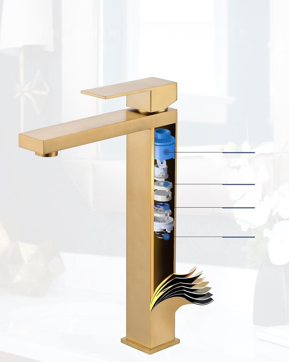 ARCORA bateria łazienkowa ze stali nierdzewnej 304, 60 cm, złota