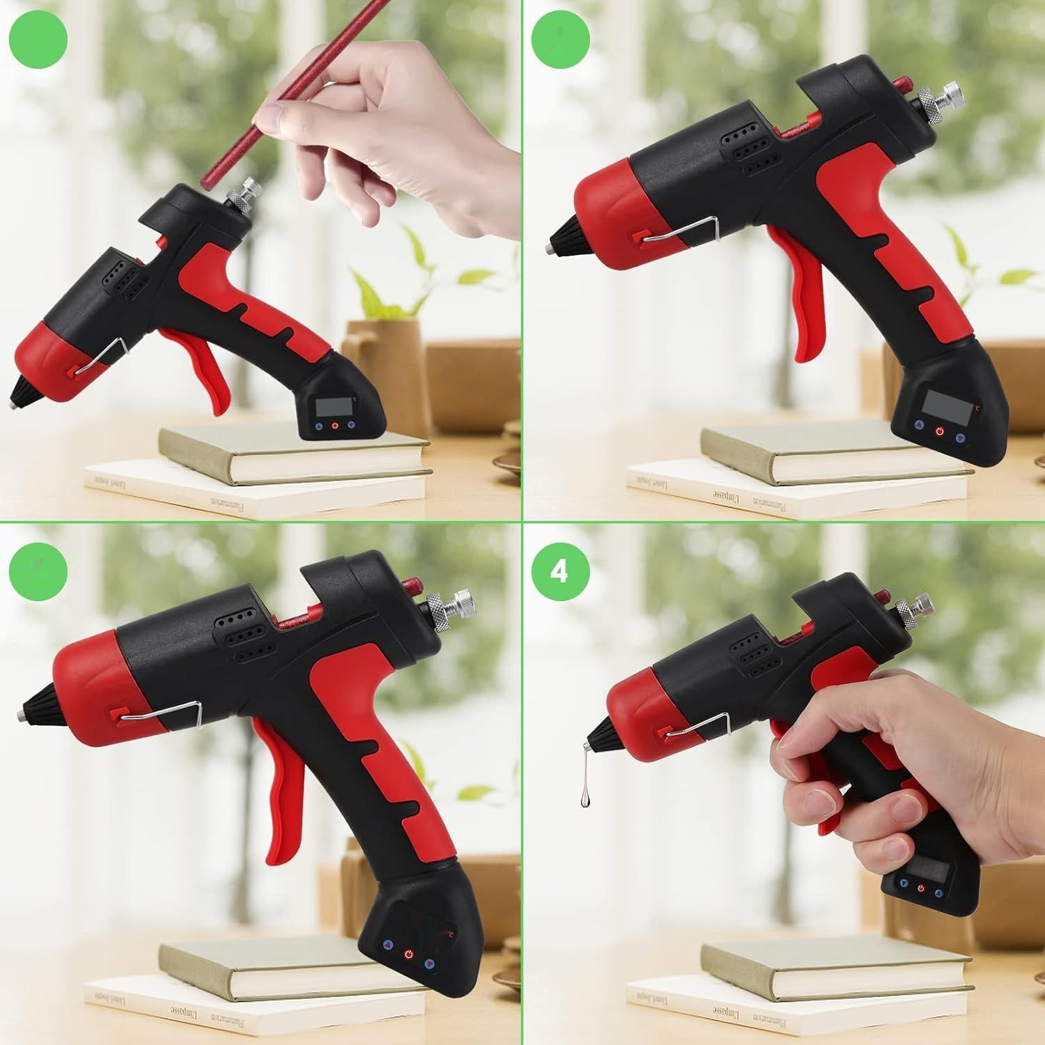 Pistolet LASIEYO z baterią 2200 mAh, 30 sztyftów, ładowanie USB