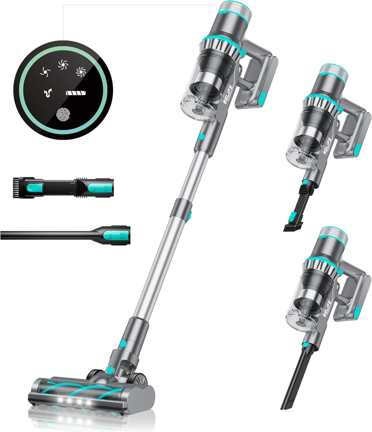Odkurzacz Belife, 45000pa/550W, 45 min pracy, LED, 6-w-1, (Niebieski)