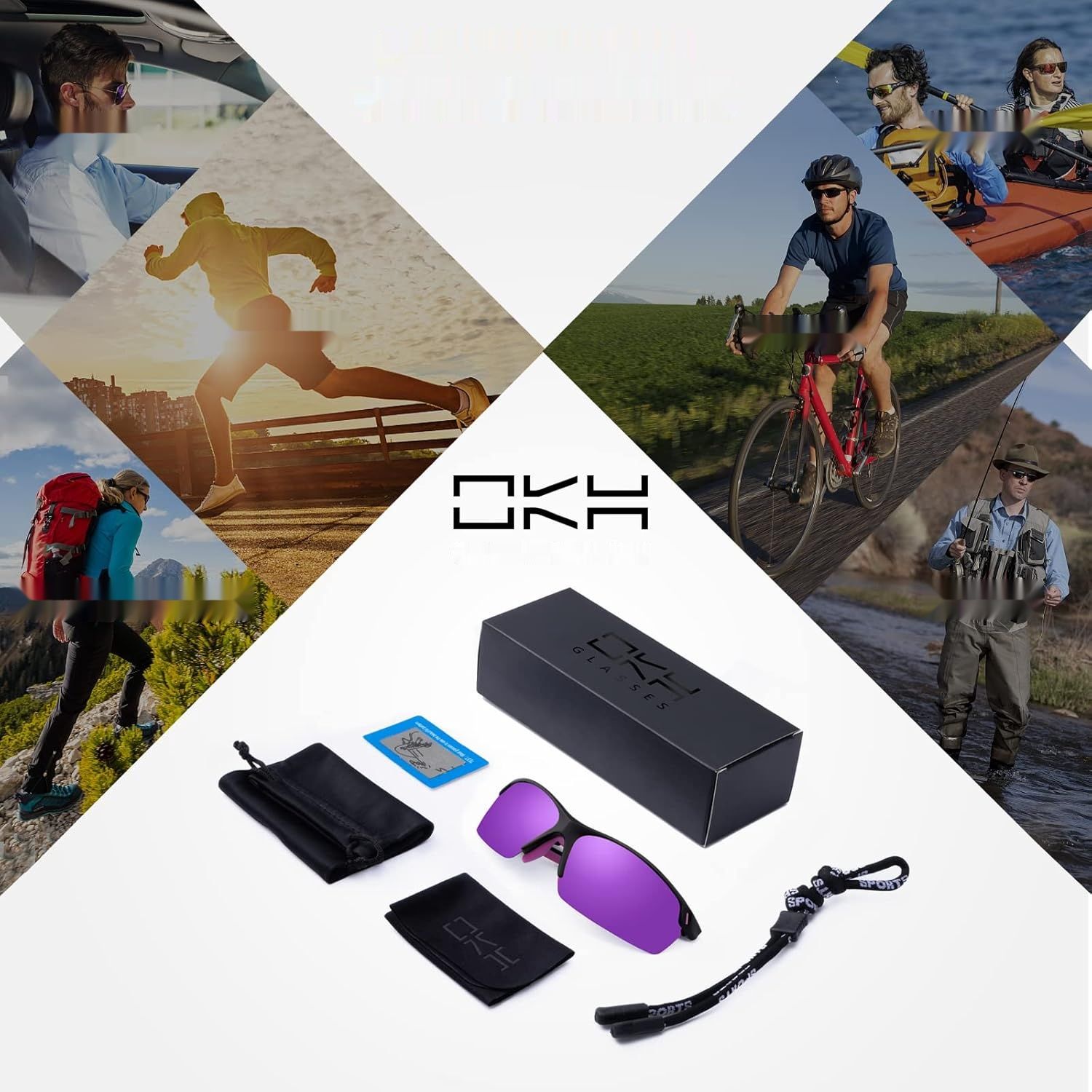 OKH okulary rowerowe, UV400, nietłukąca oprawka TR90, sportowe.