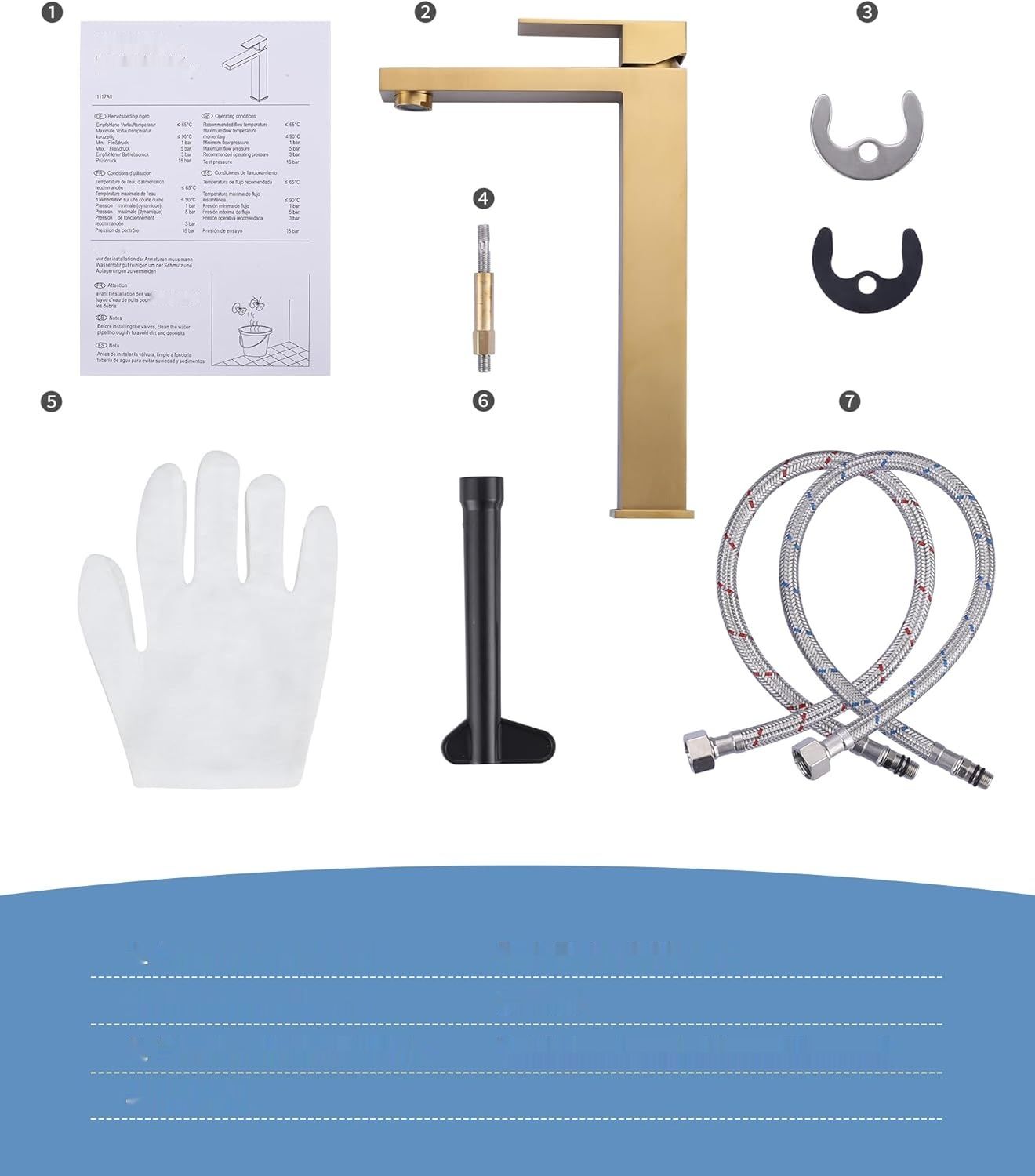 ARCORA bateria łazienkowa ze stali nierdzewnej 304, 60 cm, złota