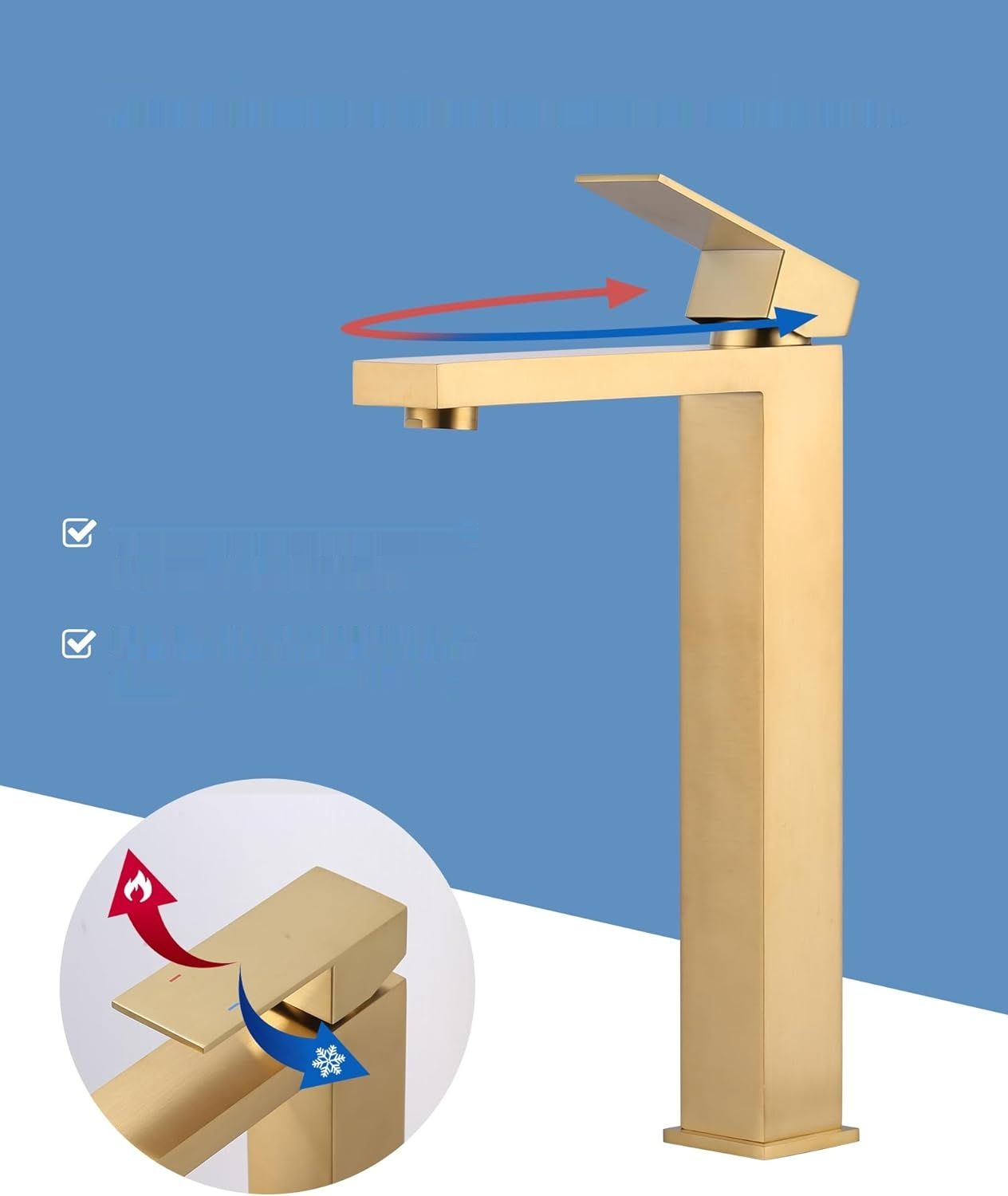 ARCORA bateria łazienkowa ze stali nierdzewnej 304, 60 cm, złota