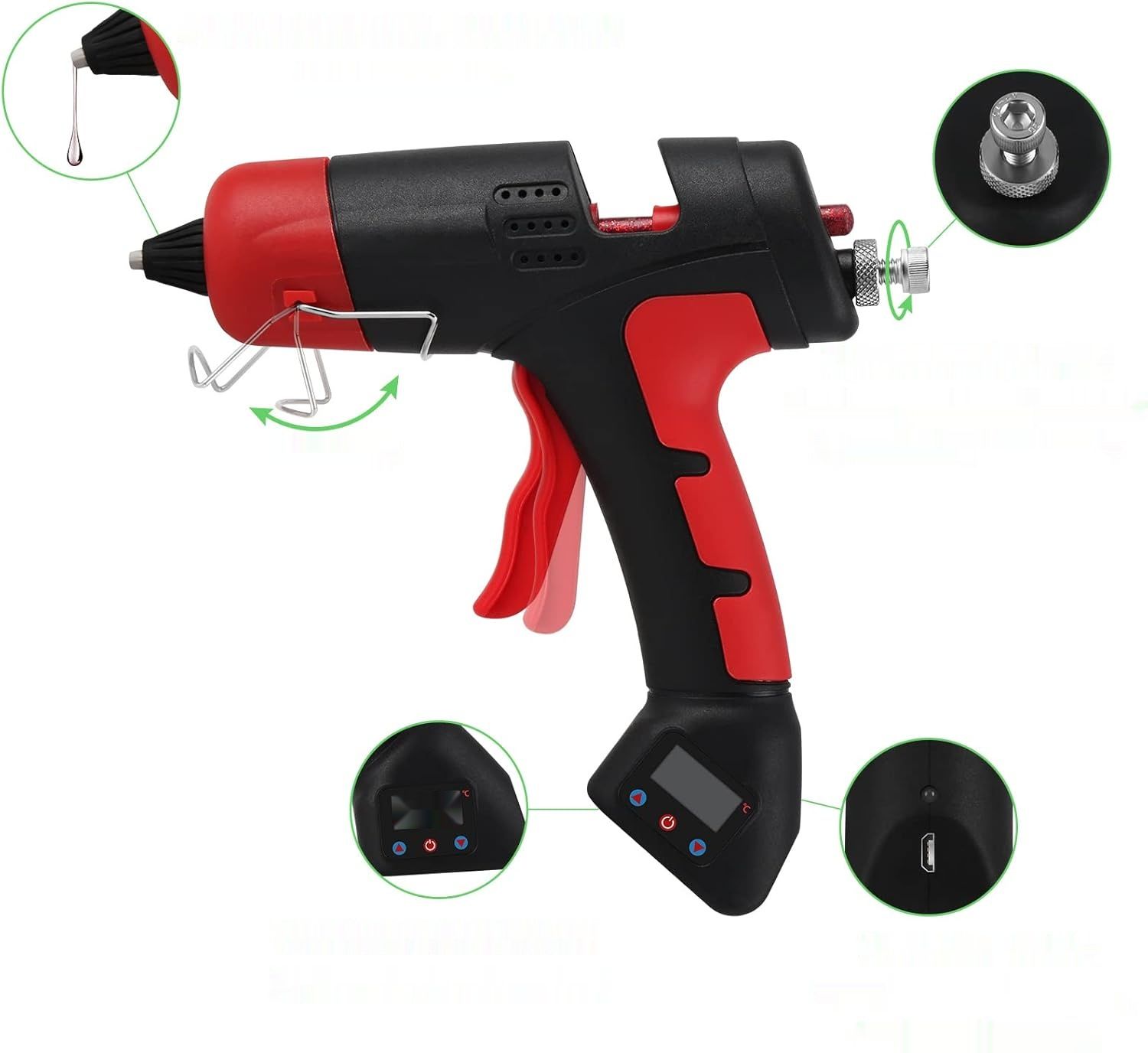 Pistolet LASIEYO z baterią 2200 mAh, 30 sztyftów, ładowanie USB