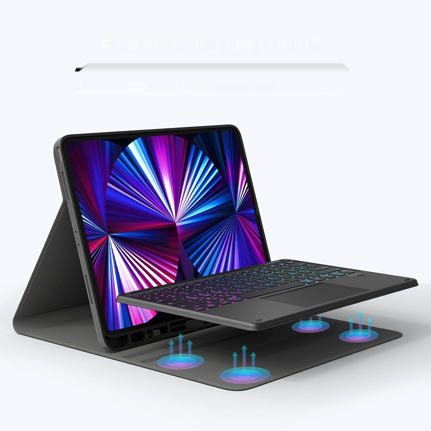Earto Clavier iPad Pro 12.9, 7 kolorów, Touchpad, AZERTY, Czarny