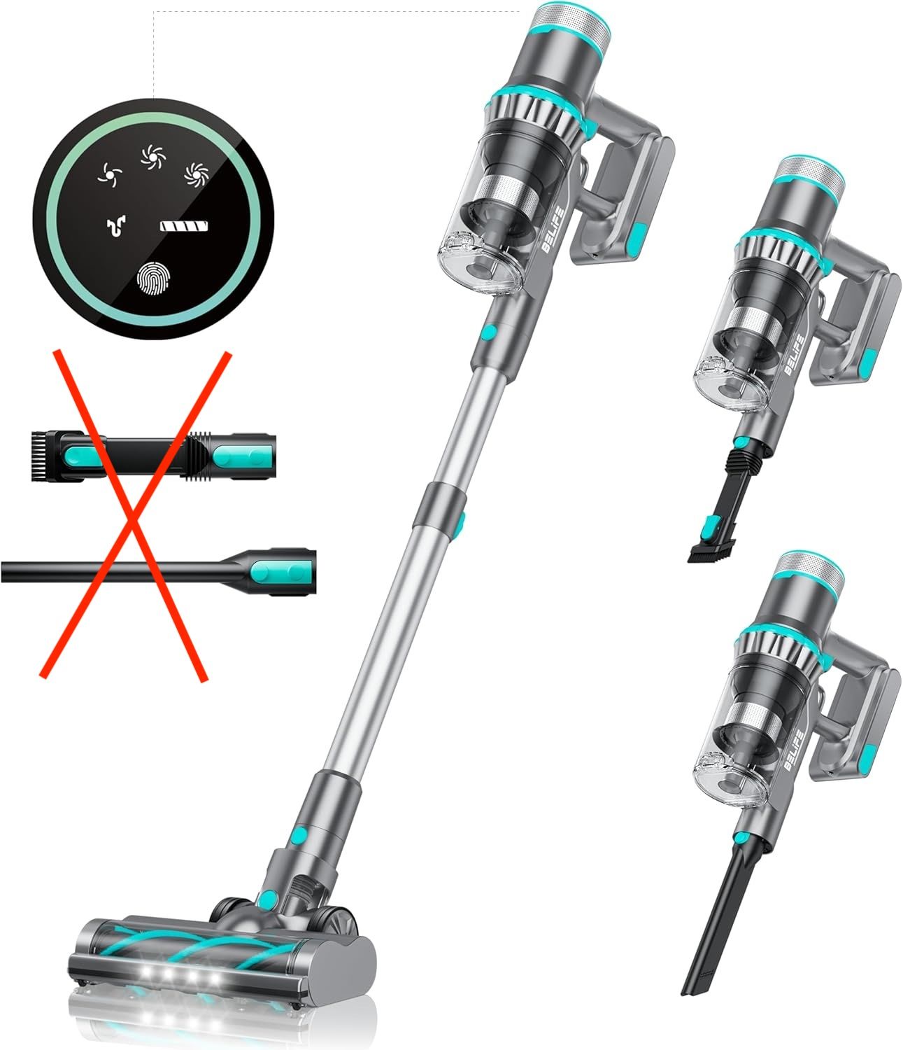 Odkurzacz Belife, 45000pa/550W, 45 min pracy, LED, 6-w-1, (Niebieski)