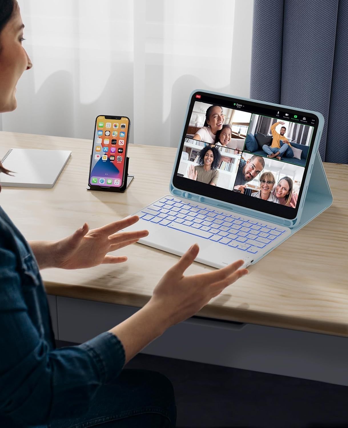 Earto Klawiatura iPad Air 6 11” 2024, Touchpad i BT, Niebieski Nieboskłon
