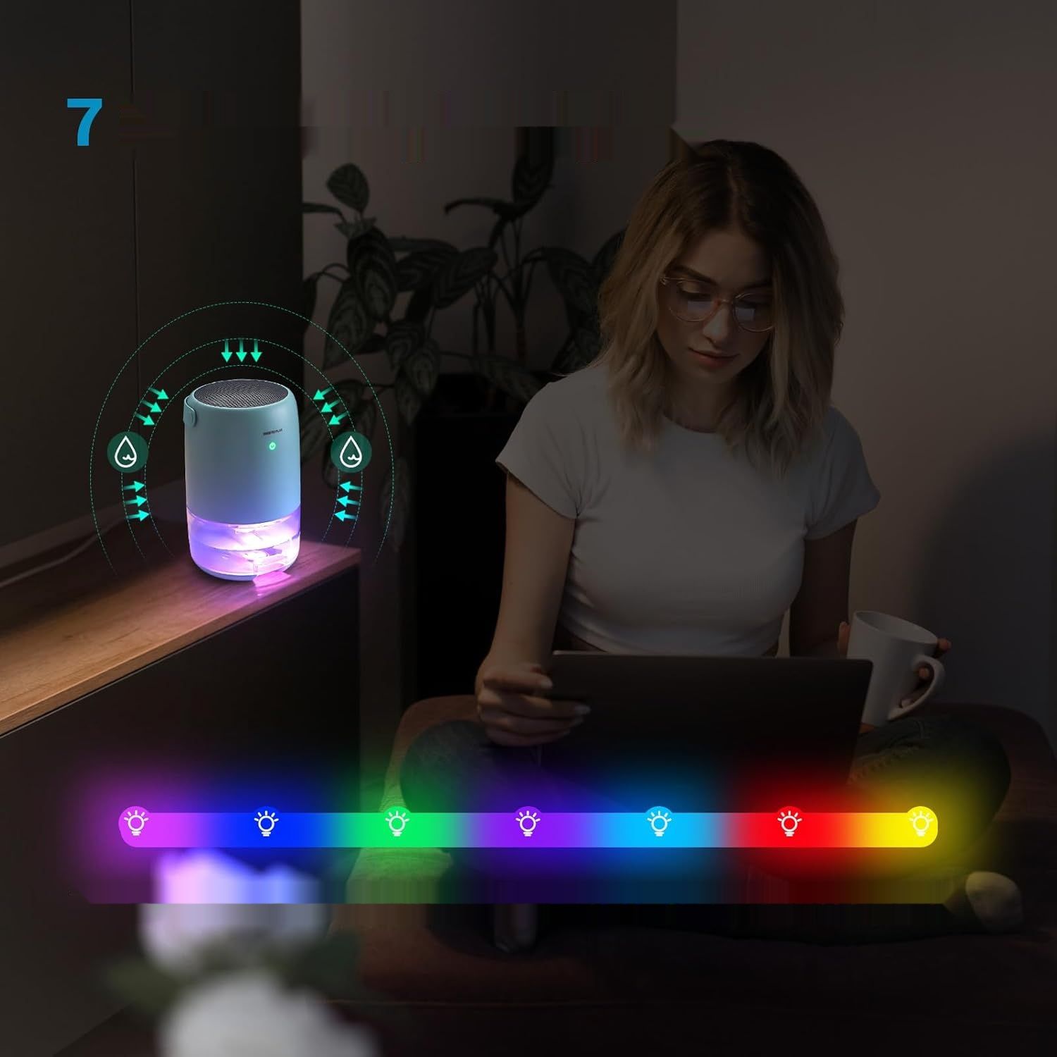 Osuszacz powietrza Inkbird 1100 ml, cichy, LED, przenośny.