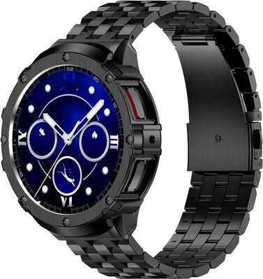 HASLFM Pasek 45mm dla Samsung Galaxy Watch 5 Pro, stal nierdzewna, czarny.