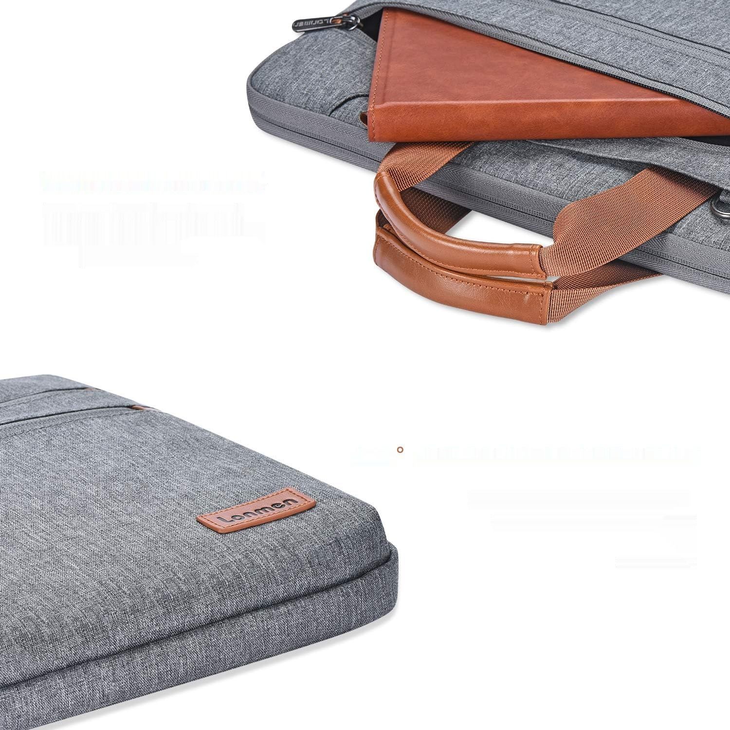 LONMEN Etui na laptop 15.6&#39;&#39; Wodoodporna torba na ramię (Szary)