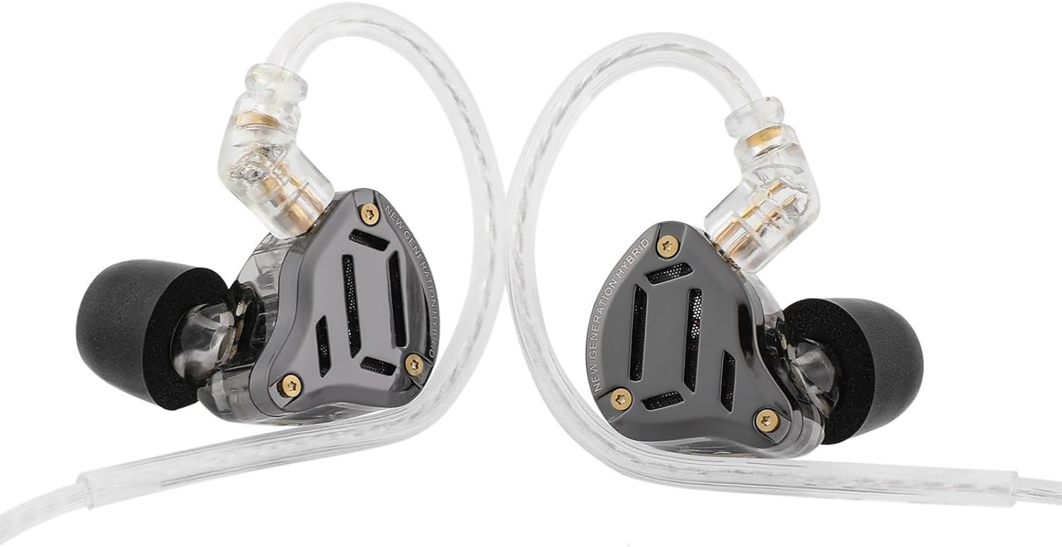 LINSOUL KZ ZS10 PRO 2 Słuchawki dokanałowe IEM, 1DD+4BA, Czarny, Bez Mikrofonu