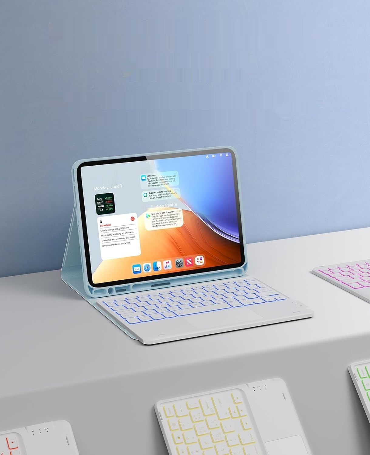 Earto Klawiatura iPad Air 6 11” 2024, Touchpad i BT, Niebieski Nieboskłon