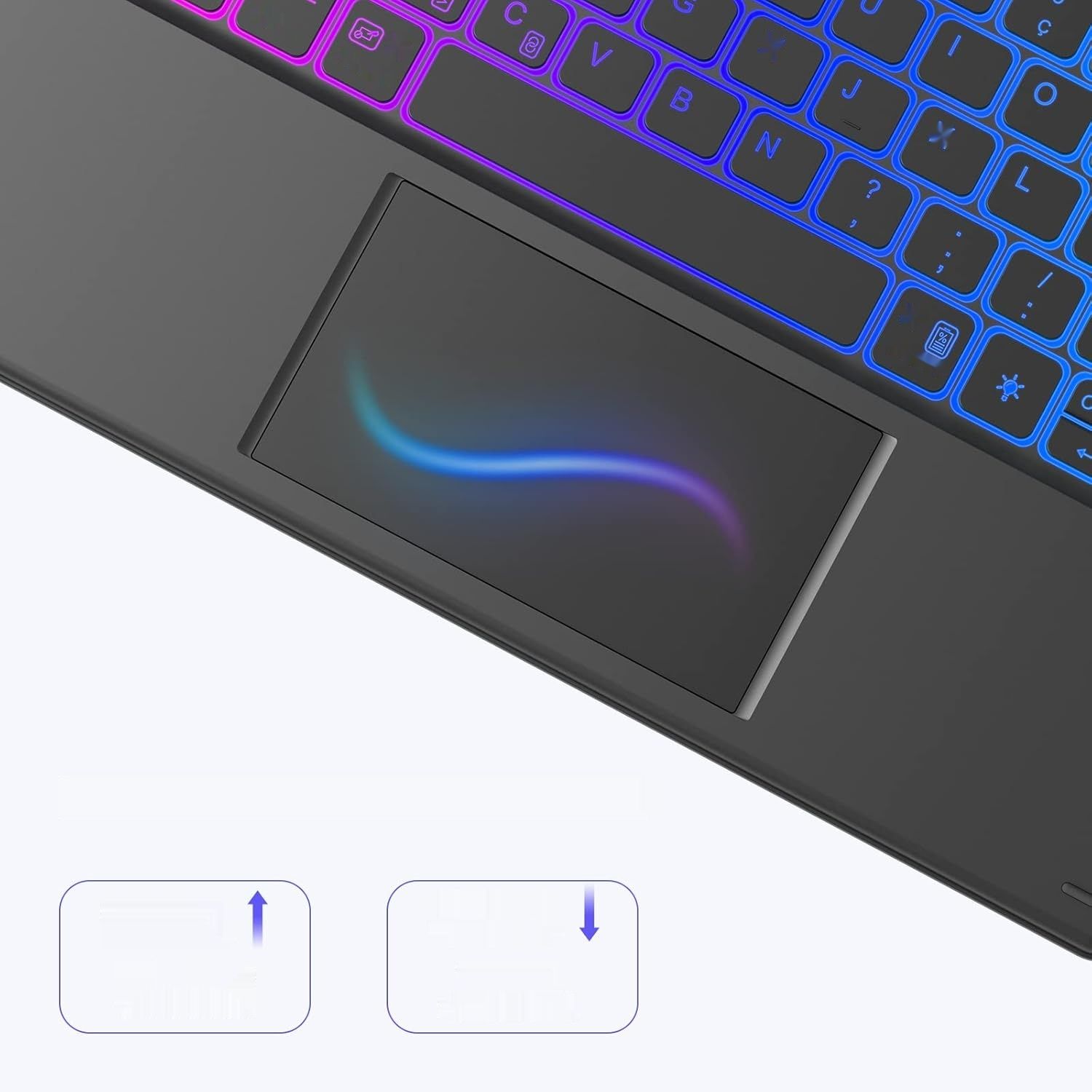 Earto Clavier iPad Pro 12.9, 7 kolorów, Touchpad, AZERTY, Czarny