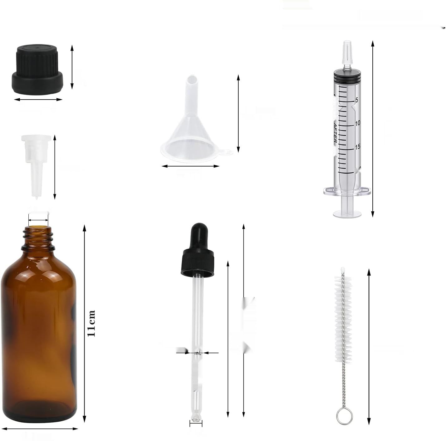 Episkey Pakiet butelek pipetowych 100 ml z bursztynowego szkła.