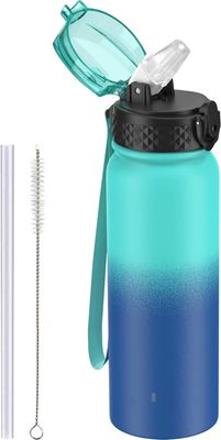 GOPPUS Butelka na Wodę ze Stali Nierdzewnej 600ml/20oz ze Słomką