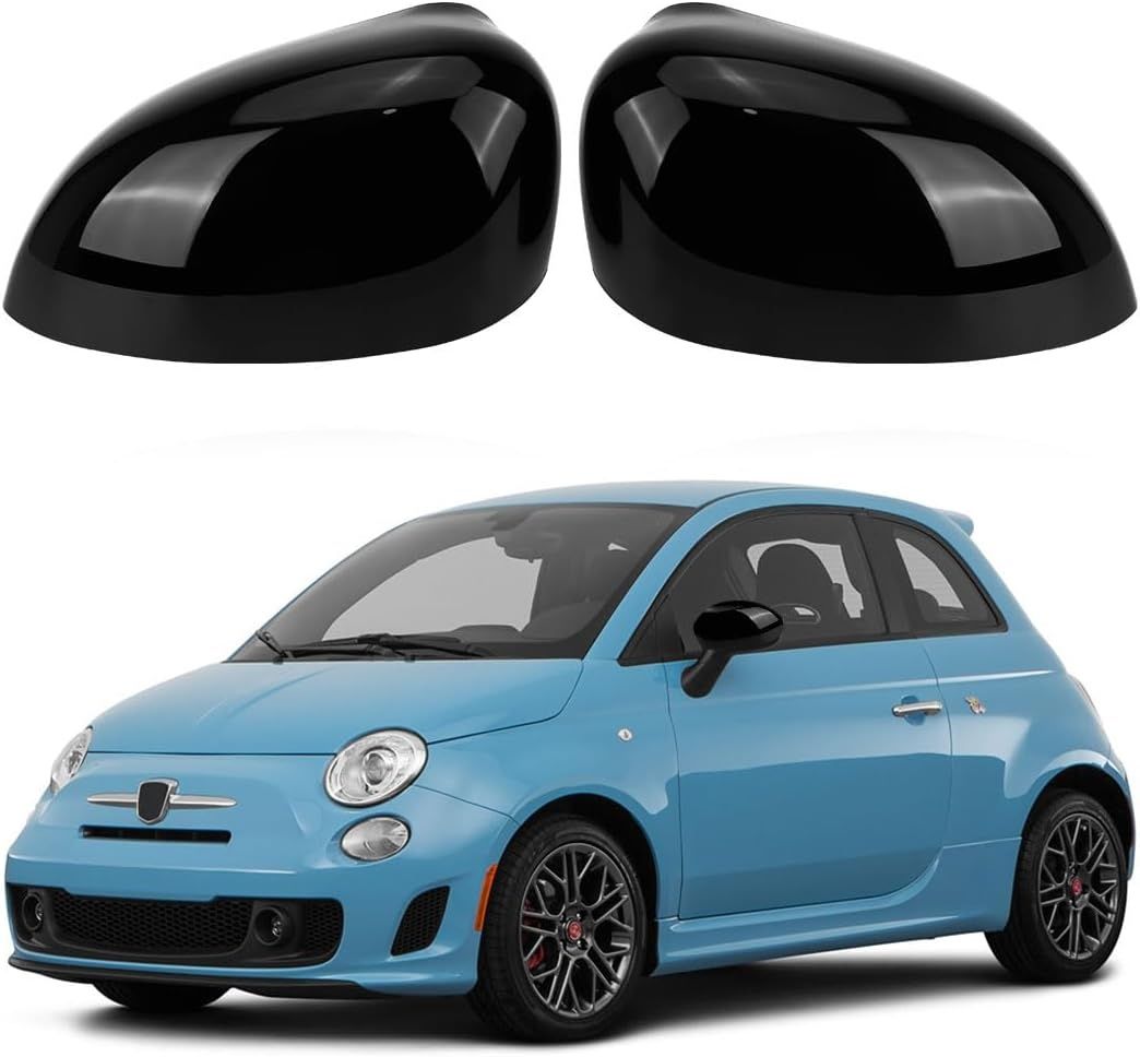 1 para osłon lusterka Fiat 500 500C 500E/Grande Punto (czarny)