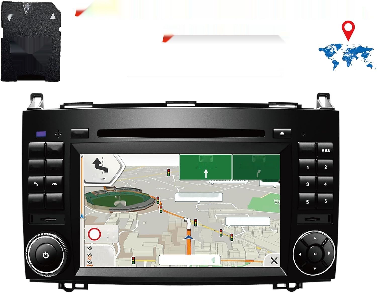 Amaseaudio Wince radio 2 DIN do Benz W169/W245/W906, 7&quot;, DVD, GPS, USB
