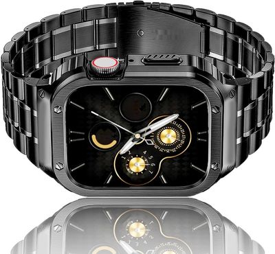 HASLFM Pasek stalowy Apple Watch Ultra 1/2, Series 9/8/7/SE/6/5/4/3.