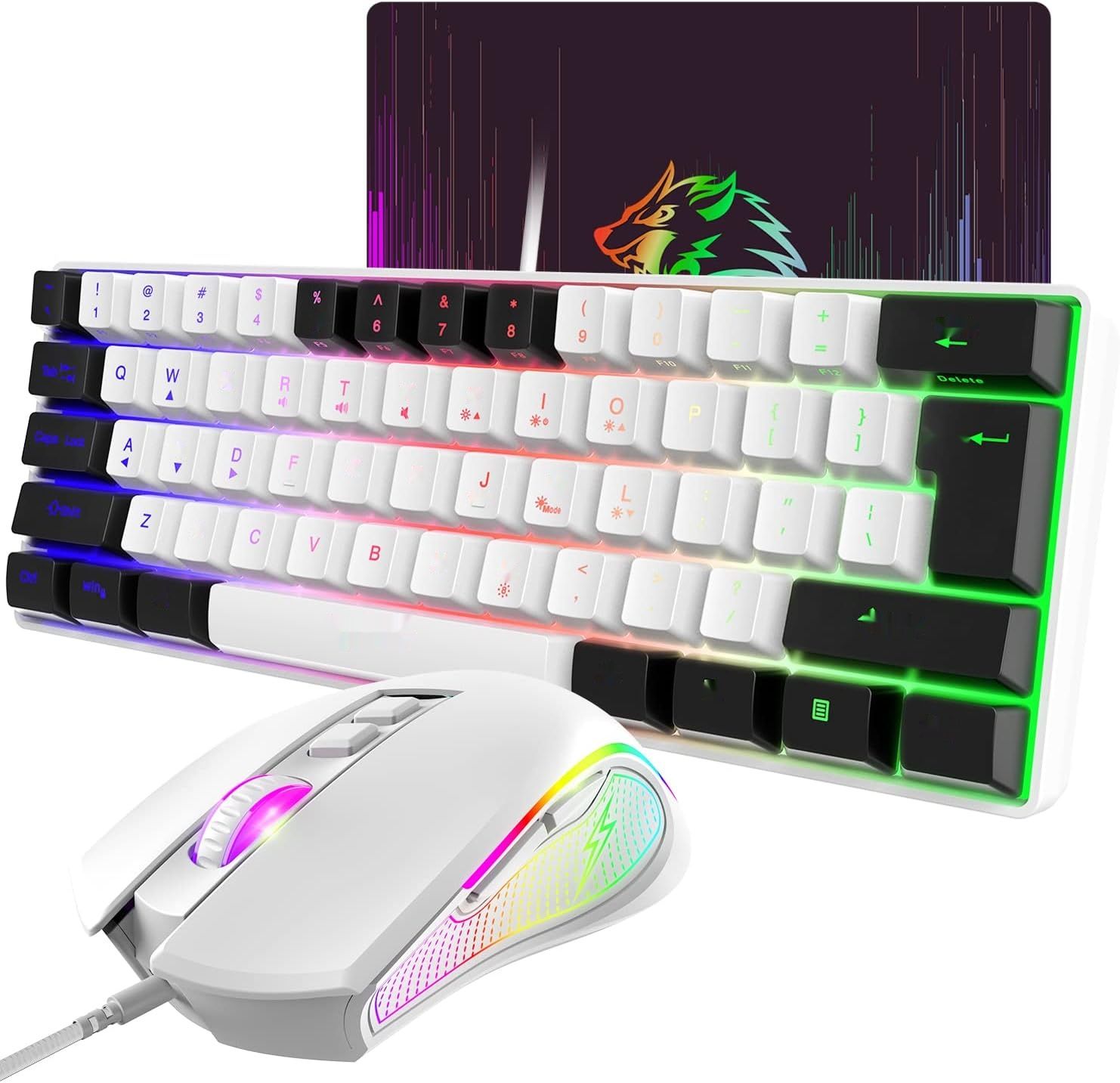 Zestaw Klawiatura i Mysz do Gier RGB, Klawiatura 61 klawiszy + Mysz 3600 DPI