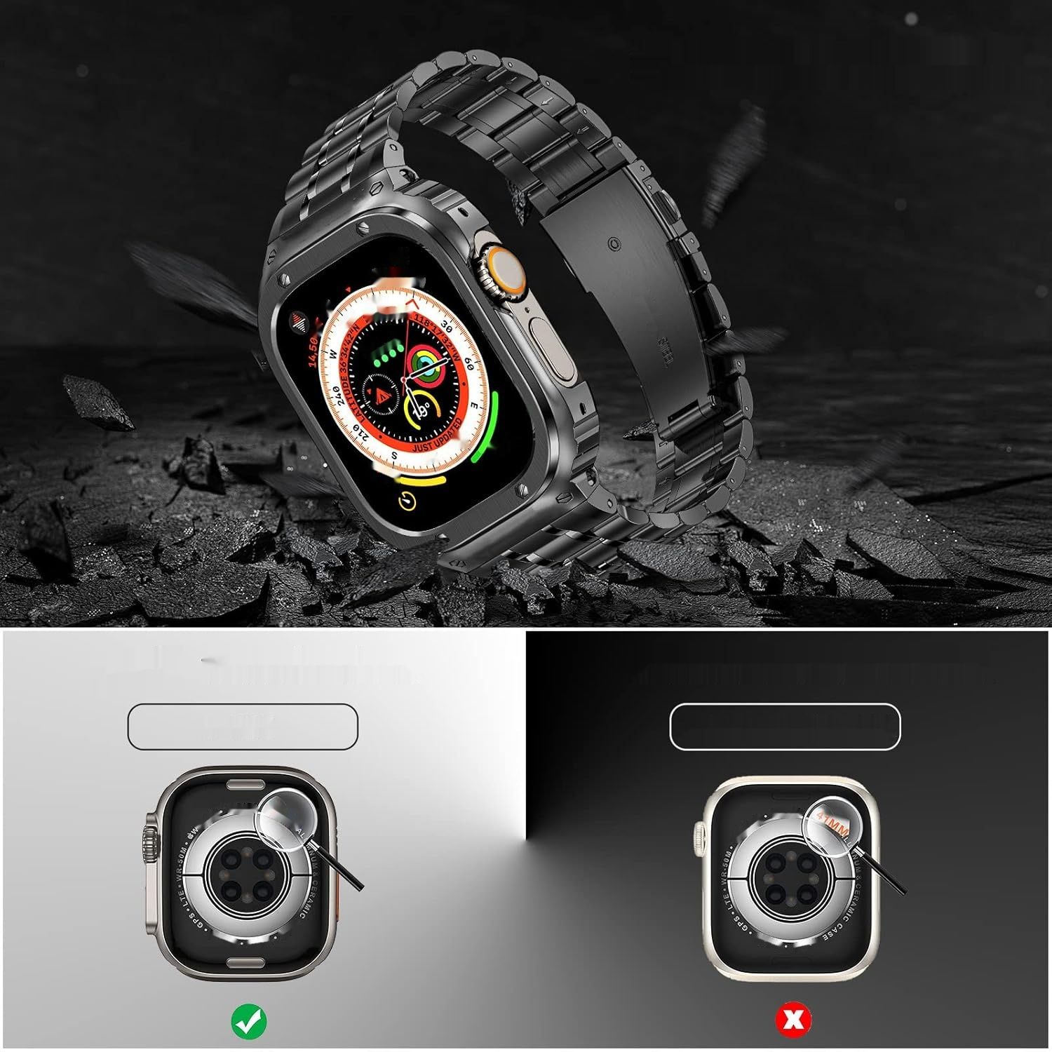 Amznew Bransoleta do Apple Watch Ultra 49mm, Metal, Szary kosmiczny