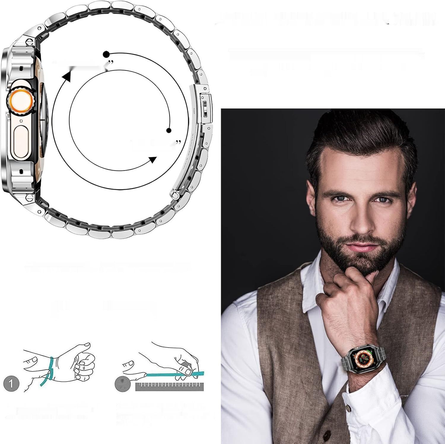 Amznew Bransoleta do Apple Watch Ultra 49mm, Metal, Szary kosmiczny