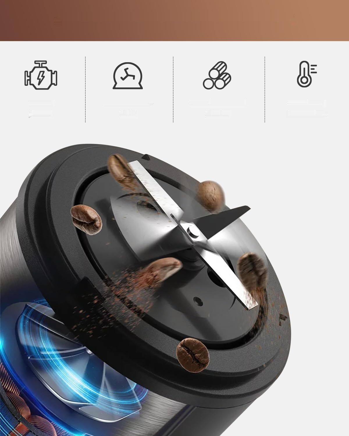 Yumystori Elektryczny młynek do kawy 110g, dwie miski, srebrny