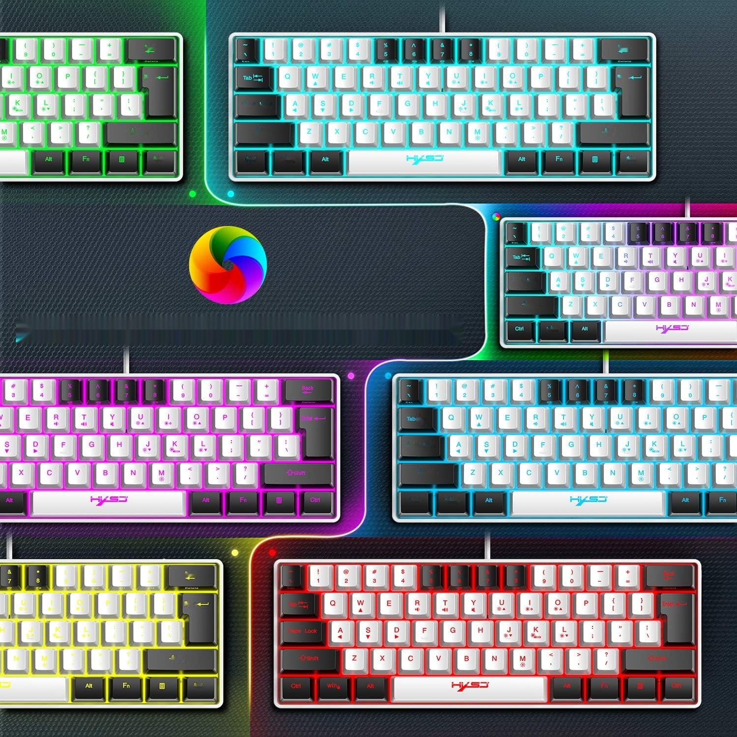 Zestaw Klawiatura i Mysz do Gier RGB, Klawiatura 61 klawiszy + Mysz 3600 DPI
