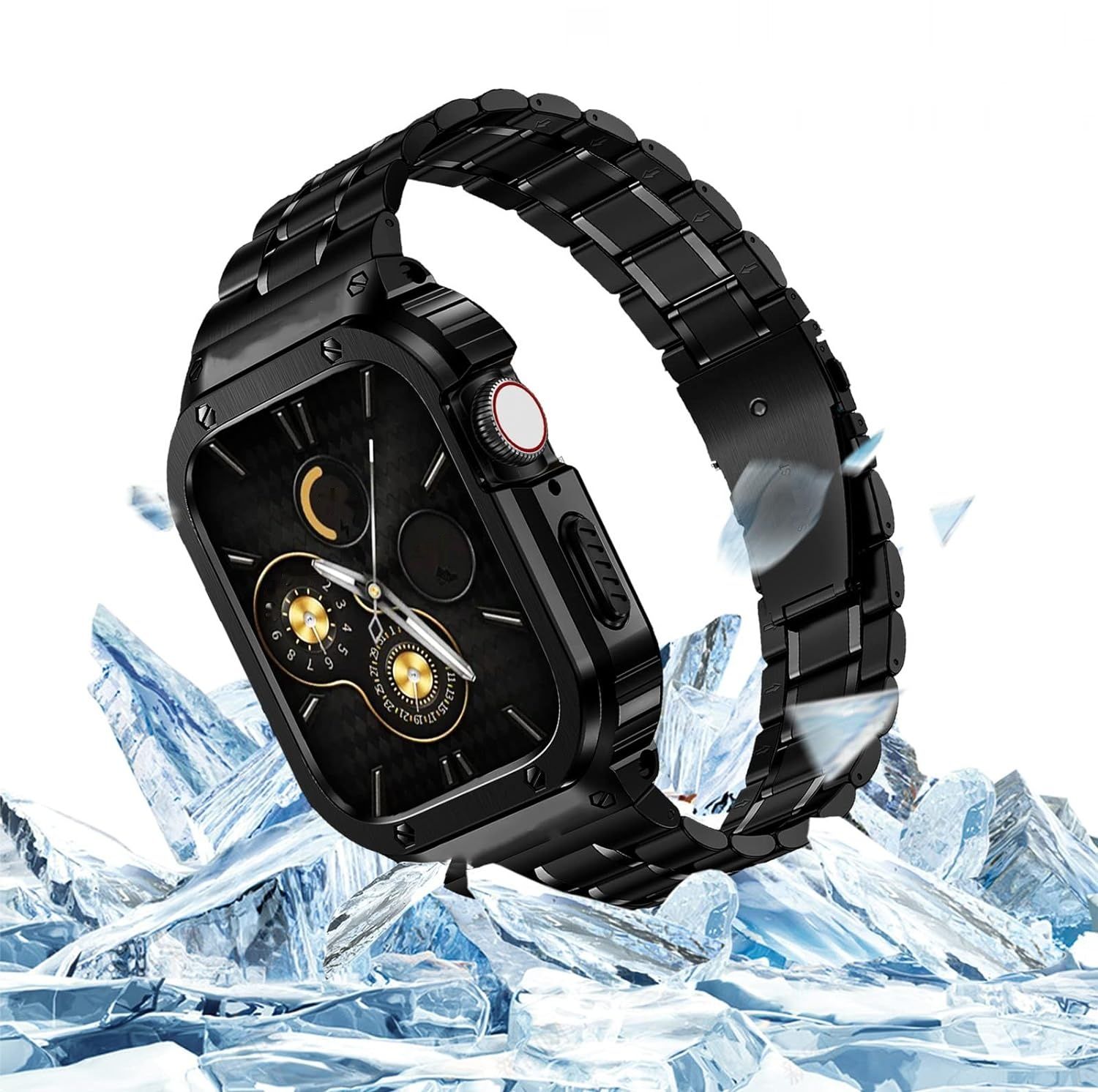 HASLFM Pasek stalowy Apple Watch Ultra 1/2, Series 9/8/7/SE/6/5/4/3.